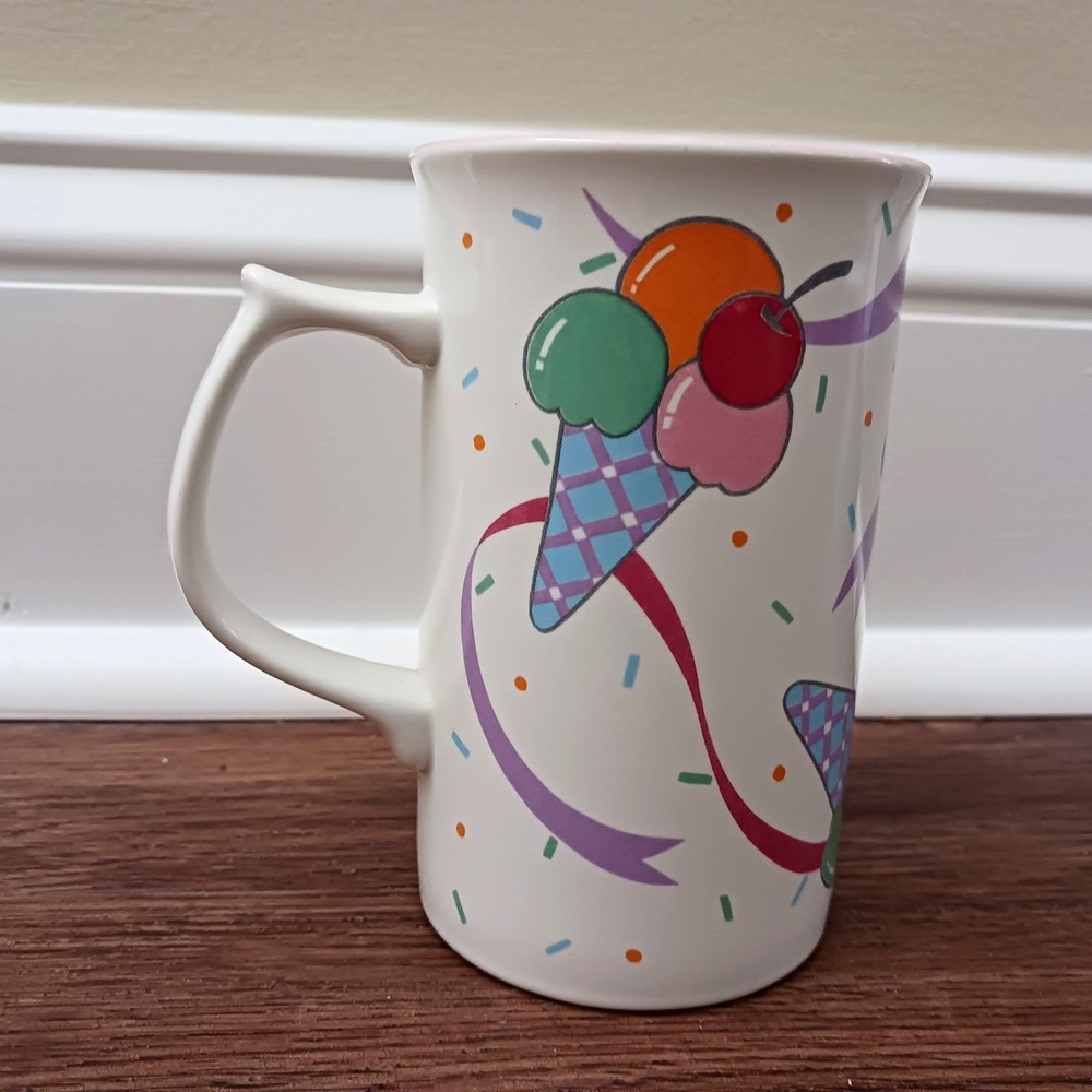 MIKASA Party Treats Mug CC110 Ice Cream Cones Birthday Confetti Ribbon